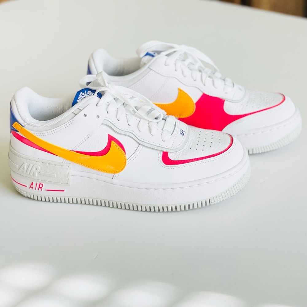 Nike women’s SIZE 8 Air Force 1 Shadow Gundam white red sundial sneakers
